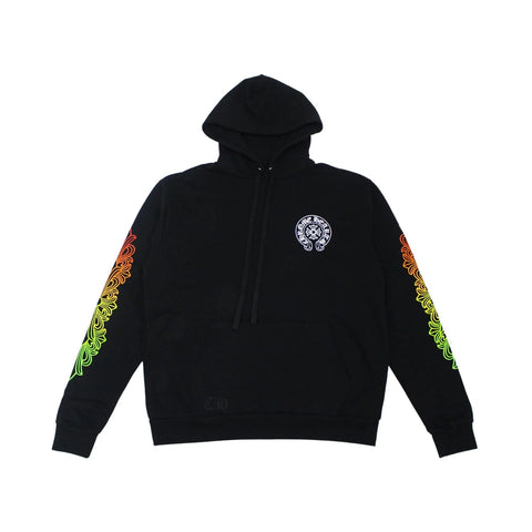 CHROME HEARTS CLOTHING CHROME HEARTS MULTI COLOR HORSE SHOE FLORAL HOODIE BLACK