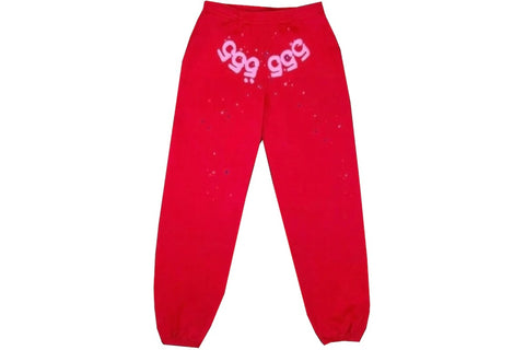 SP5DER WORLDWIDE ANGEL NUMBER 555 SWEATPANTS RED