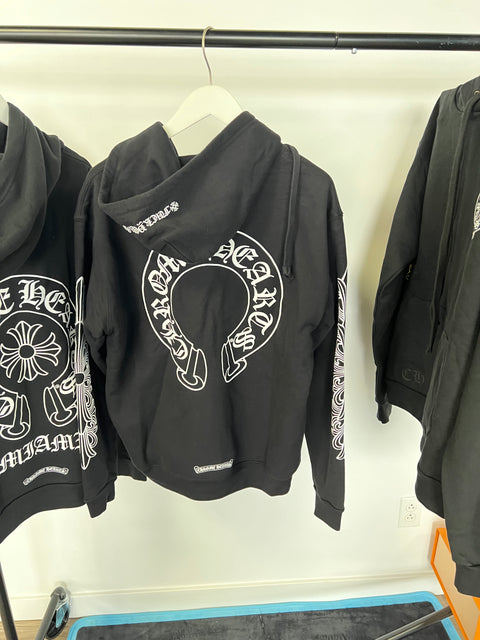 CHROME HEARTS CROSS ON SLEEVE HOODIE BLACK