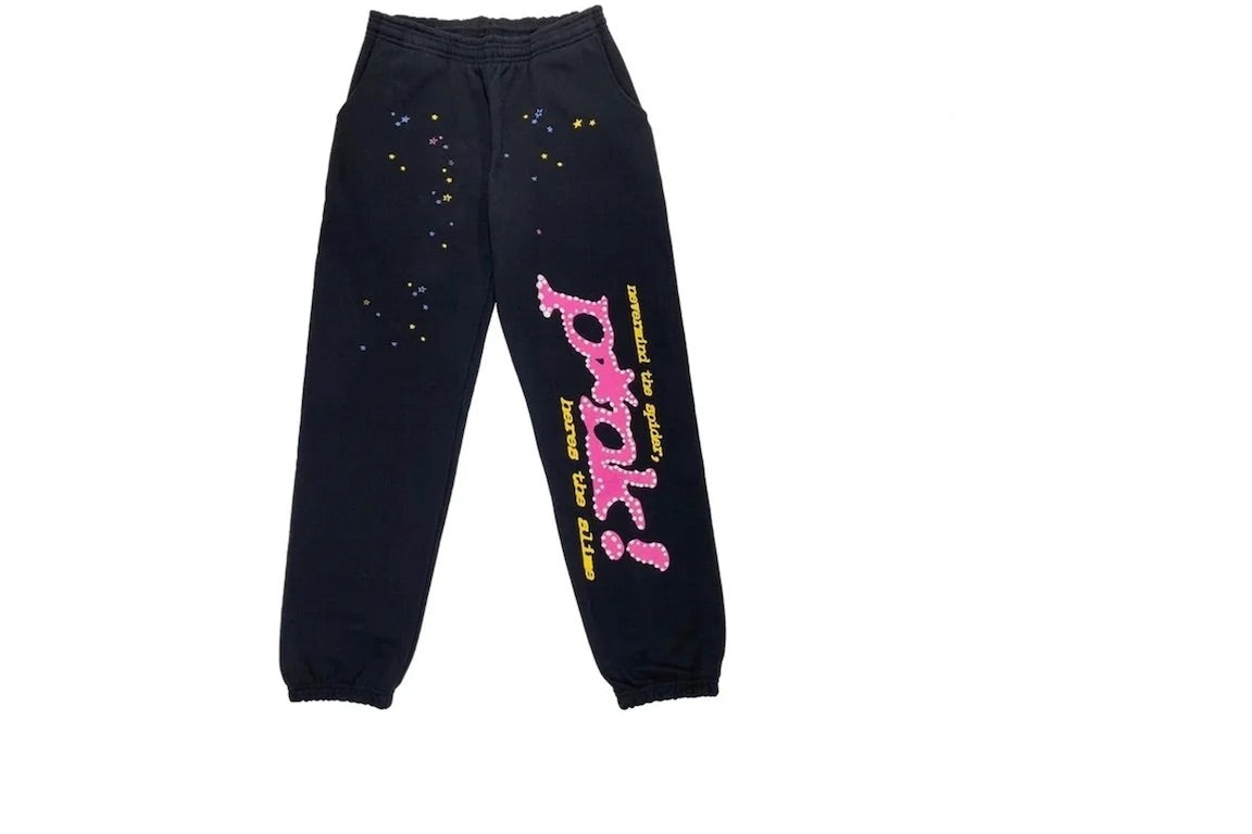SP5DER P*NK SWEATPANTS BLACK