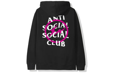 ANTI SOCIAL SOCIAL CLUB X FRAGMENT PINK BOLT HOODIE BLACK