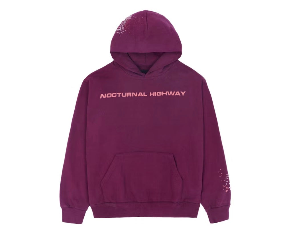 SP5DER NOCTURNAL HIGHWAY HOODIE DARK PURPLE