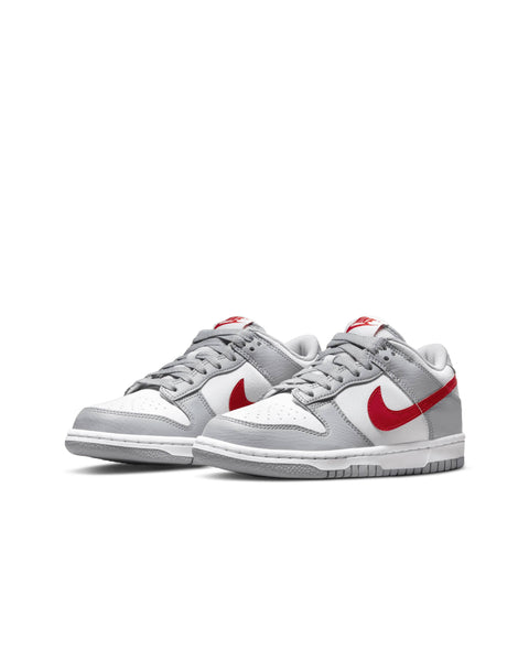 NIKE DUNK LOW WHITE WOLF GREY UNIVERSITY RED (GS)