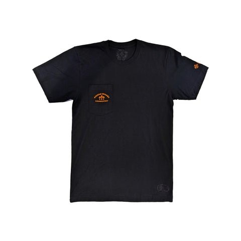 CHROME HEARTS ORANGE CEMETERY CROSS TEE BLACK