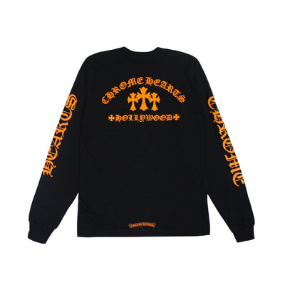 CHROME HEARTS ORANGE CEMETERY CROSS LONG SLEEVE BLACK