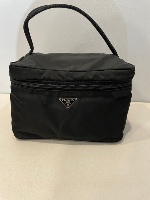 PRADA SQUARE CLUTCH WITH HANDLE BLACK