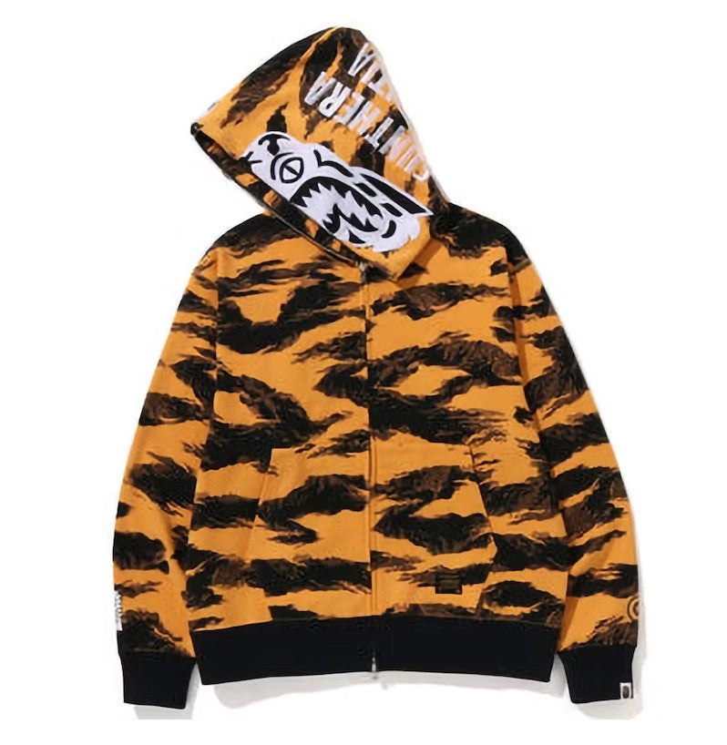 BAPE TIGER CAMO RELAXED FIT FULL ZIP HOODIE ORANGE FW22