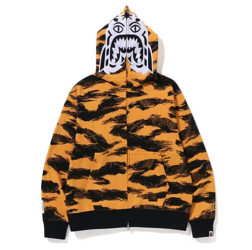 BAPE TIGER CAMO RELAXED FIT FULL ZIP HOODIE ORANGE FW22