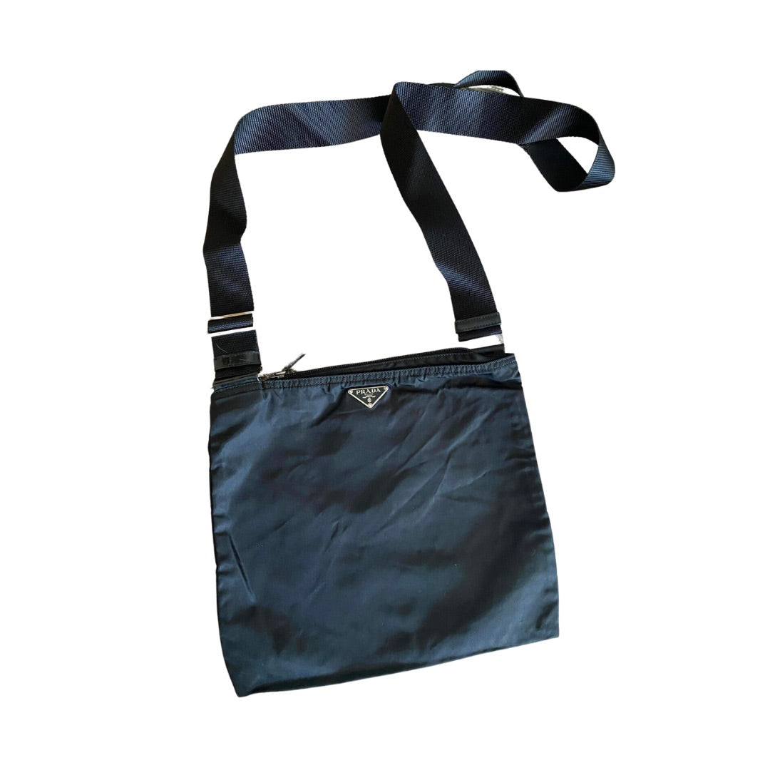 PRADA NYLON TESSUTO SHOULDER BAG BLACK