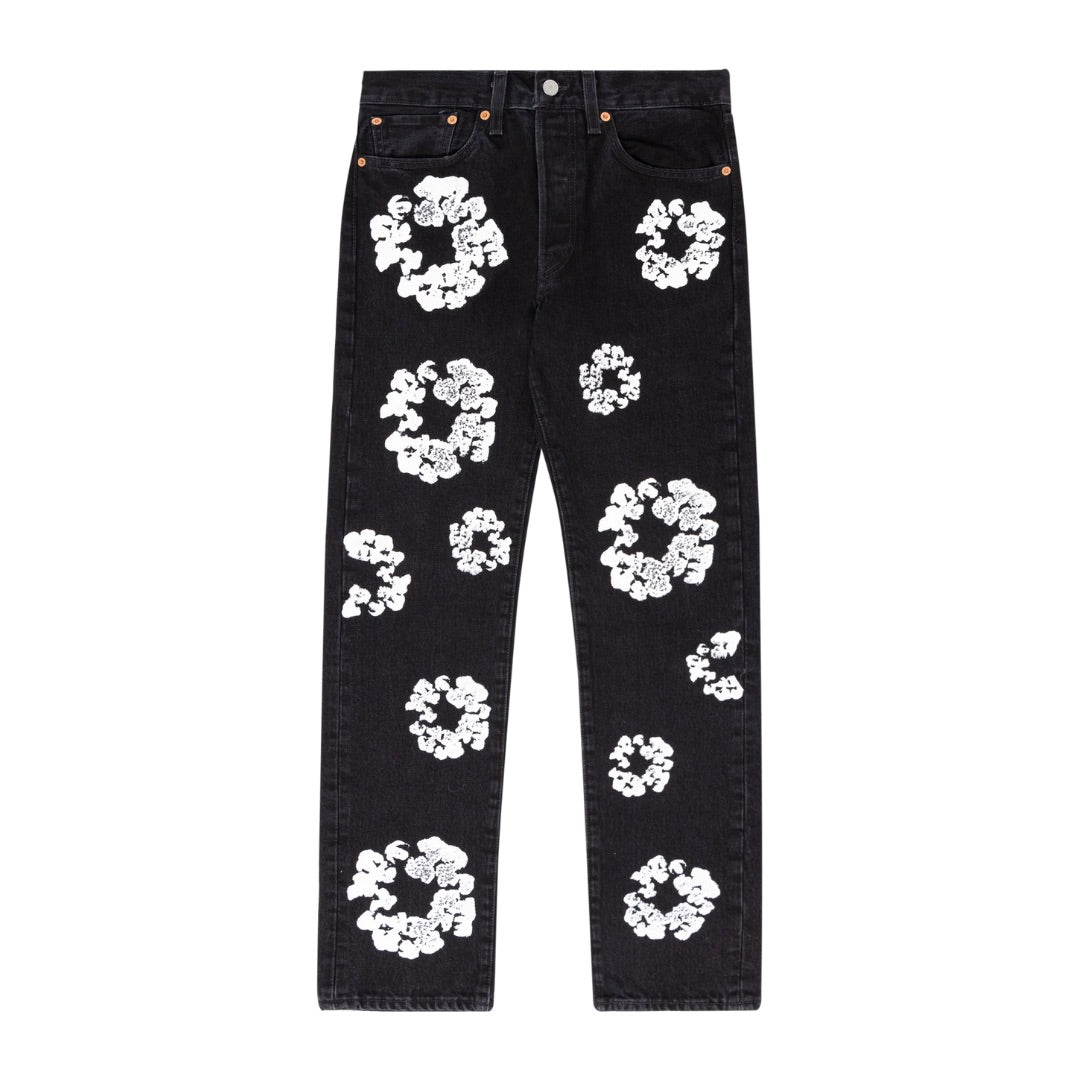 DENIM TEARS X LEVI'S COTTON WREATH JEANS BLACK
