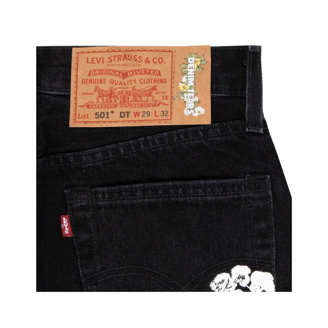 DENIM TEARS X LEVI'S COTTON WREATH JEANS BLACK