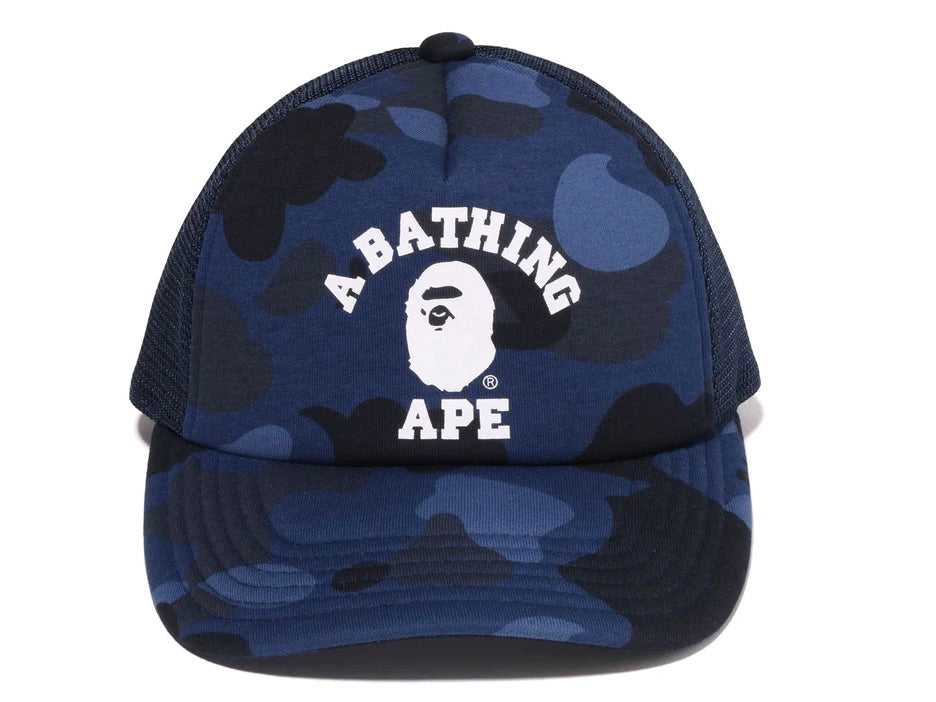 BAPE COLOR CAMO COLLEGE MESH CAP NAVY