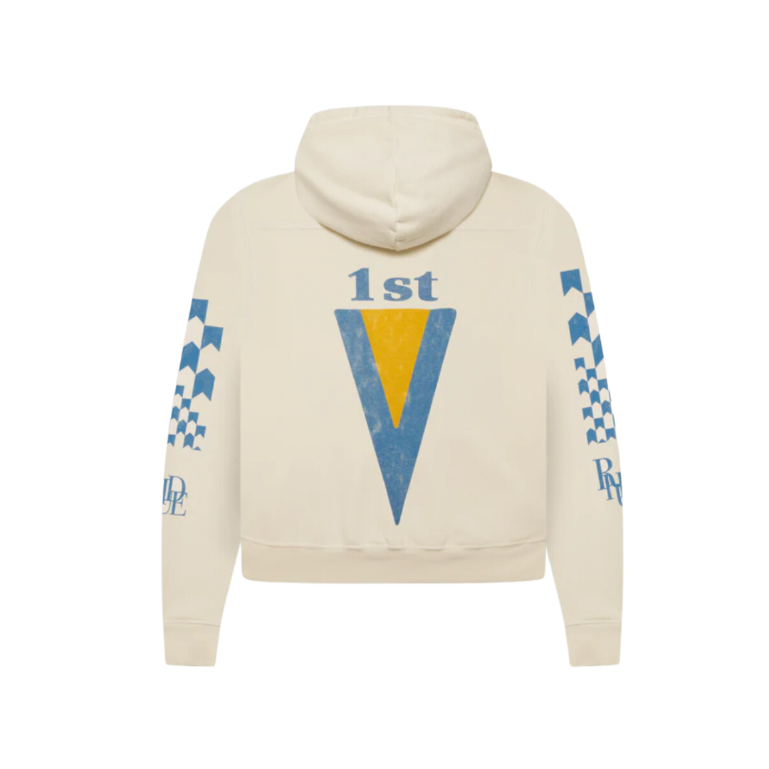 RHUDE RACING LOGO HOODIE CREAM