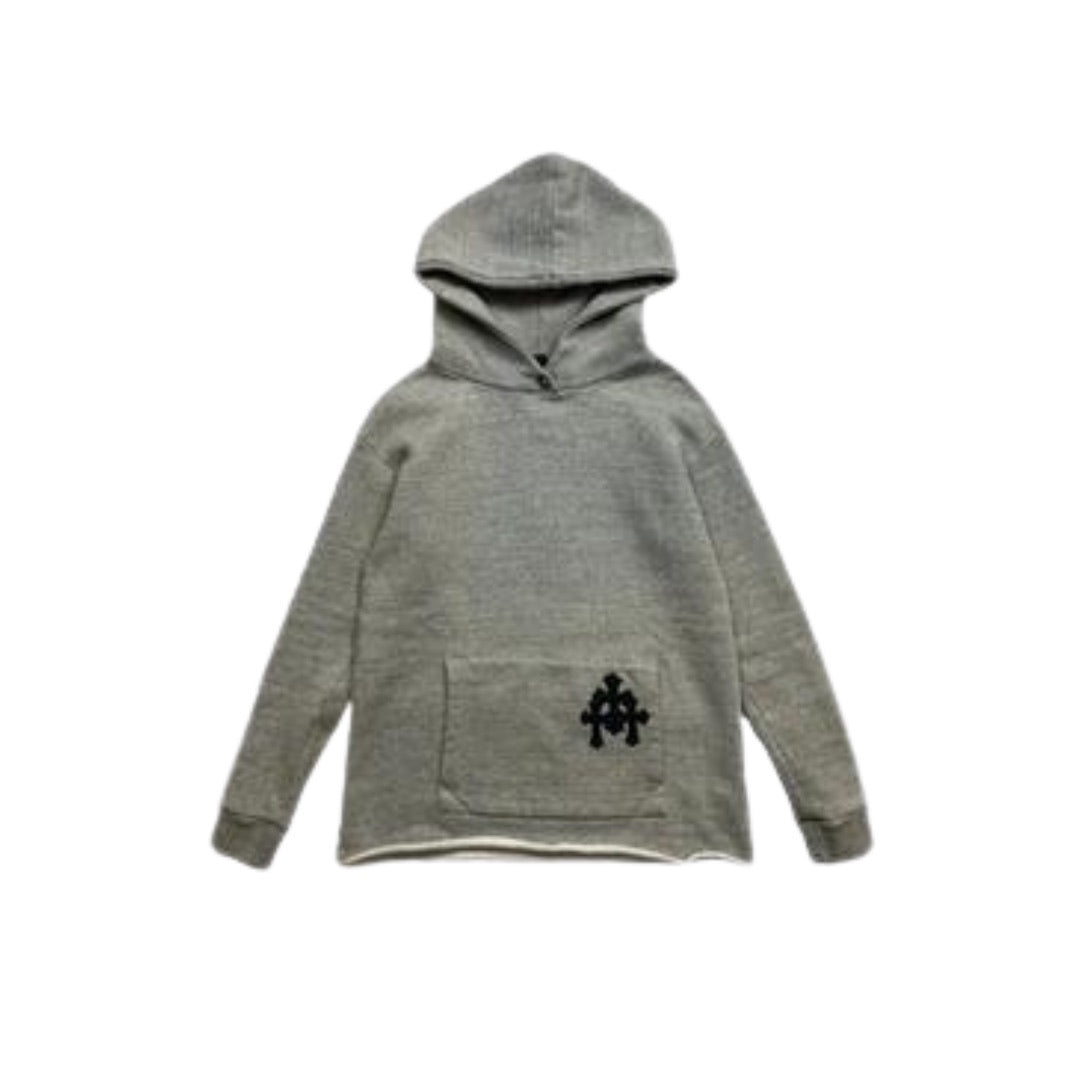 CHROME HEARTS 3 CROSS ON POUCH HOODIE GREY