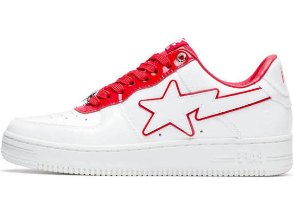 A BATHING APE BAPE STA PATENT LEATHER WHITE RED