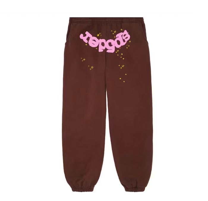 SP5DER ANGEL NUMBER SWEATPANTS BROWN