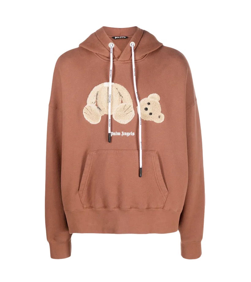 PALM ANGELS TEDDY BEAR HOODIE BROWN
