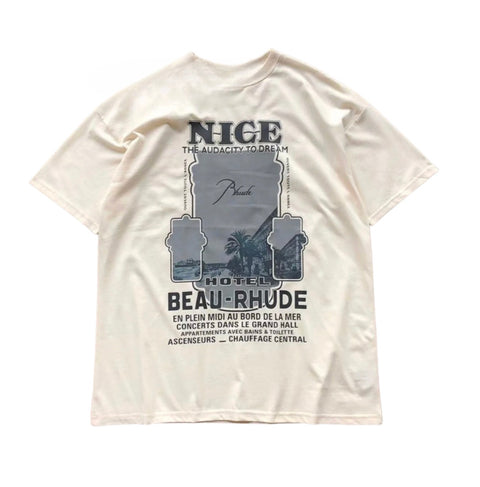 RHUDE HOTEL BEAU-RHUDE T-SHIRT CREAM