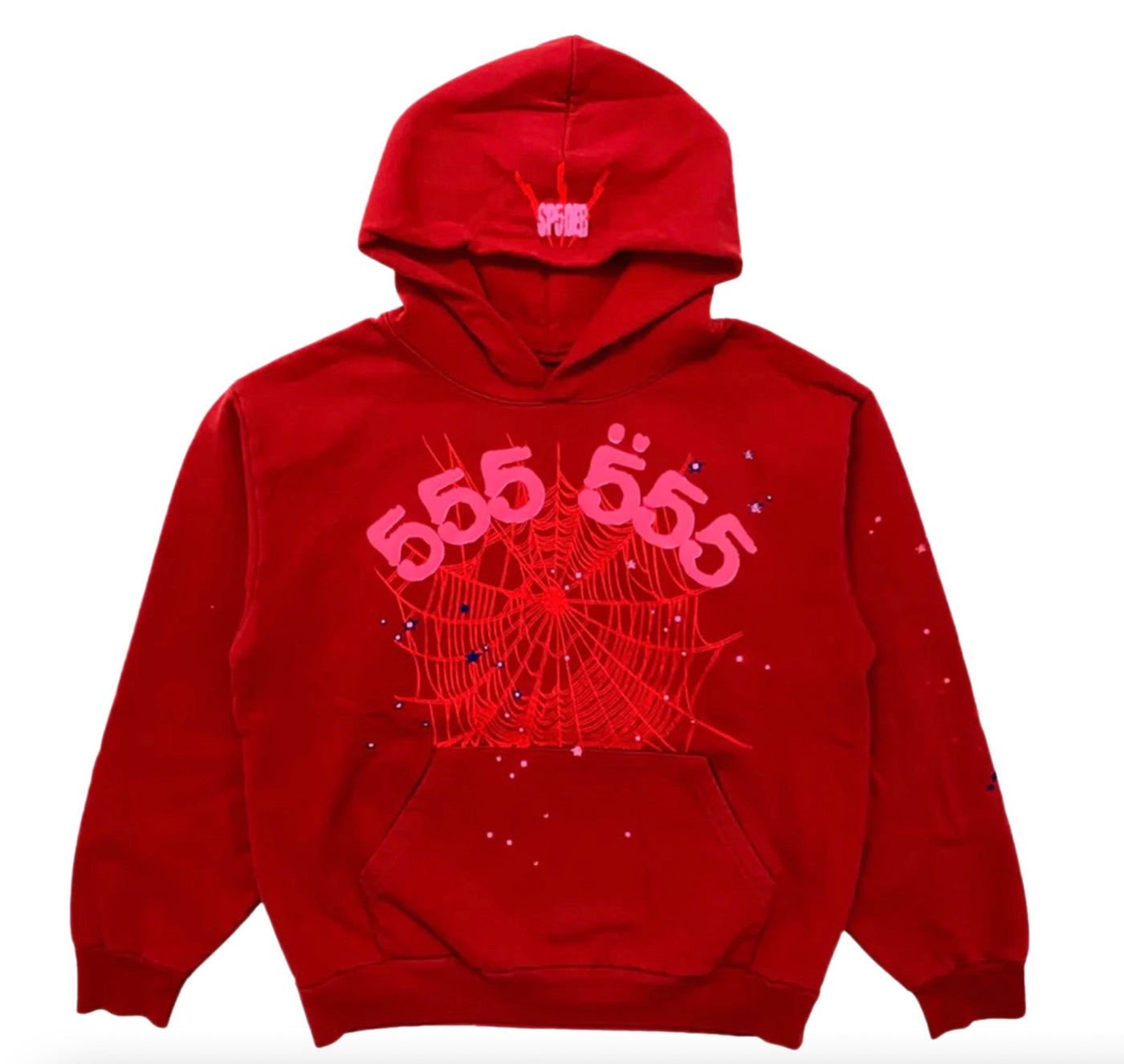 SP5DER WORLDWIDE ANGEL NUMBER 555 HOODIE RED