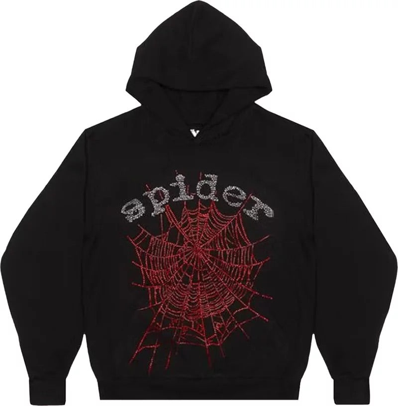 SP5DER OG RHINESTONE HOODIE NOIR