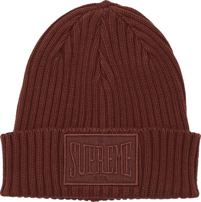 SUPREME OVERDYED PATCH BEANIE BROWN