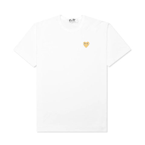 COMME DES GARÇONS PLAY GOLD HEART PATCH T-SHIRT WHITE