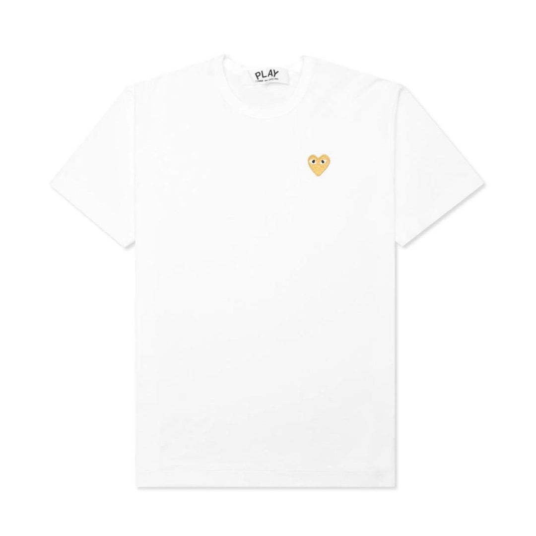 COMME DES GARÇONS PLAY GOLD HEART PATCH T-SHIRT WHITE