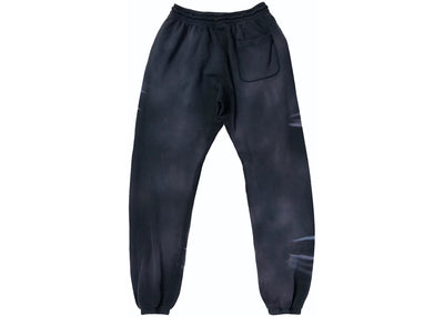 HELLSTAR AIRBRUSHED SKULL CUFFED SWEATPANTS MIDNIGHT DYE BLACK