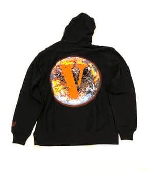 VLONE CLOTHING JUICE WRLD X VLONE ORANGE GLOBE HOODIE BLACK