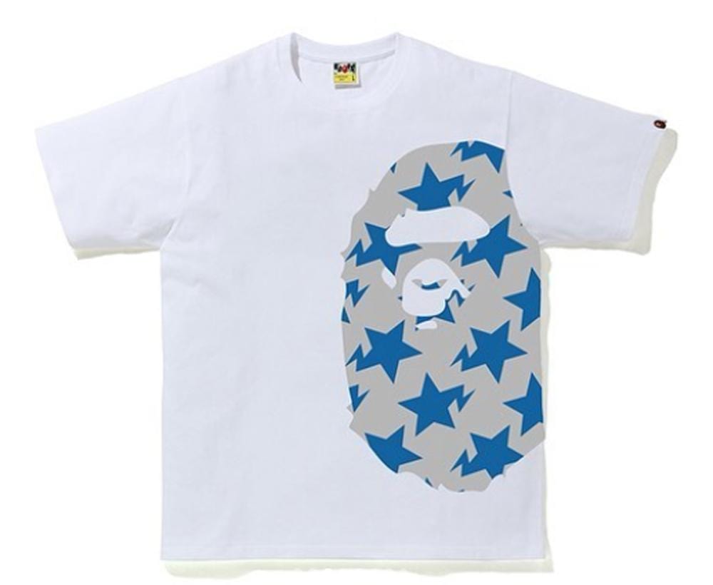 BAPE BAPE STAR SIDE BIG APE HEAD TEE BLANC/BLEU