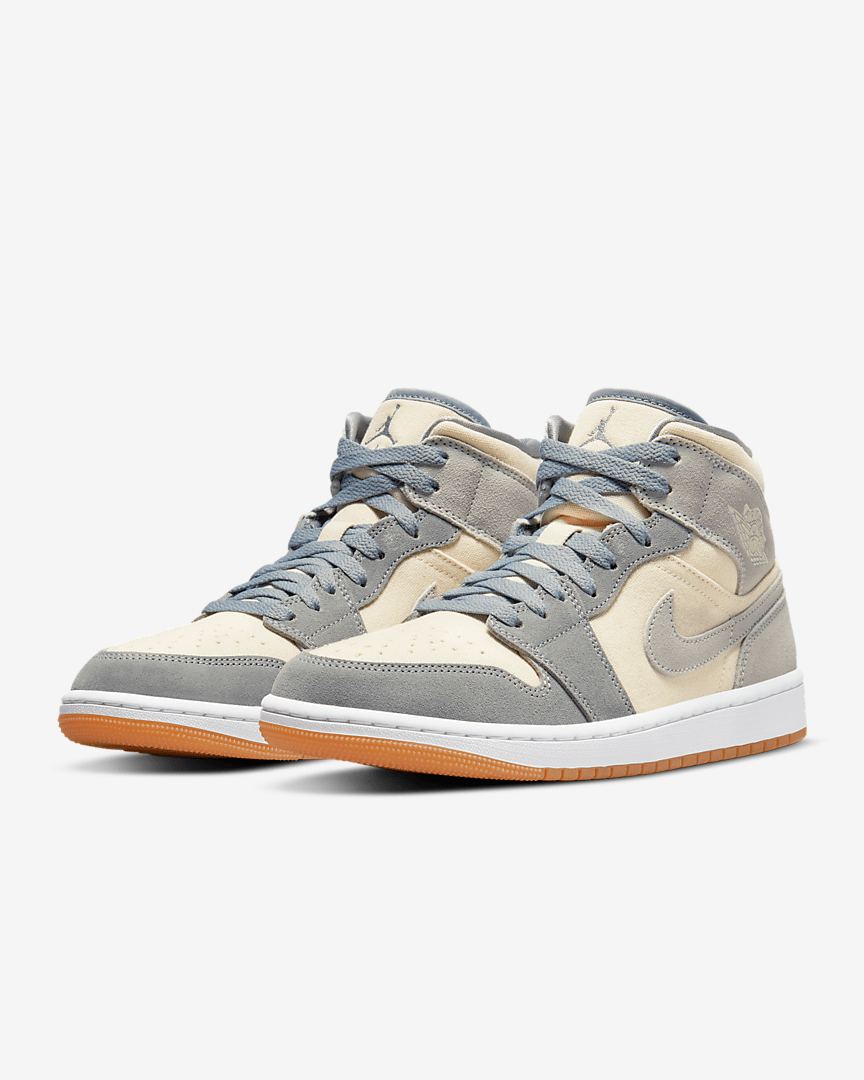 JORDAN SHOES JORDAN 1 MID SE COCONUT MILK PARTICLE GREY GS