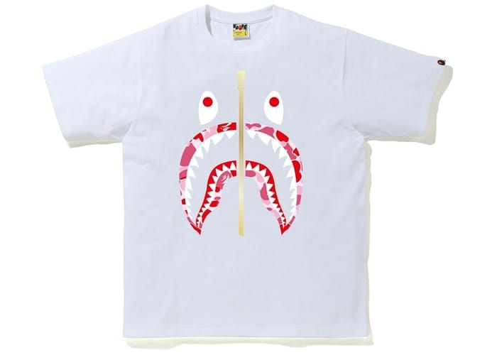 BAPE CLOTHING BAPE ABC CAMO SHARK TEE WHITE/PINK