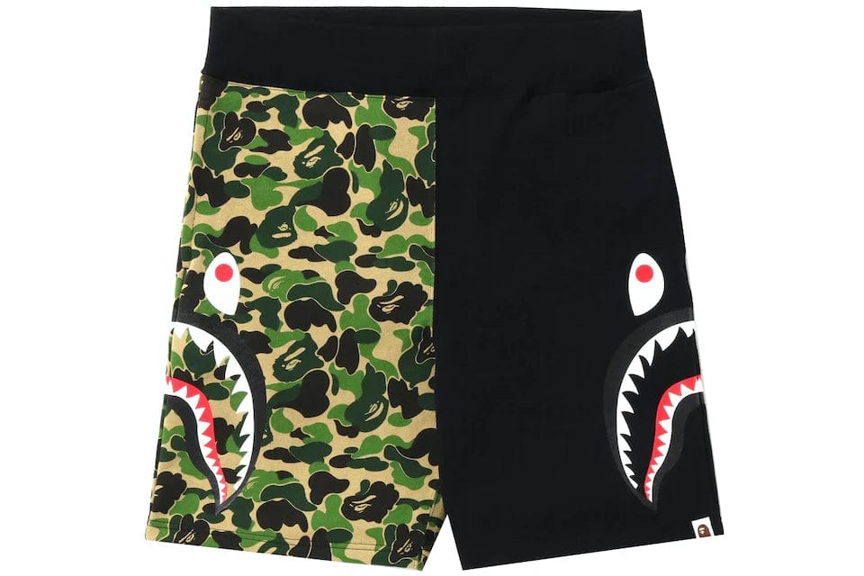 BAPE CLOTHING BAPE ABC CAMO SHARK SWEAT SHORTS BLACK / GREEN