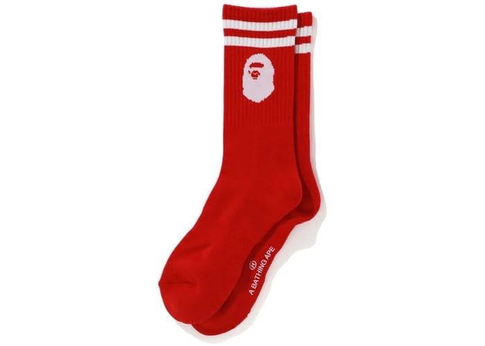 BAPE ACCESSORIES BAPE APE HEAD SOCKS ROUGE iapbVJtsF