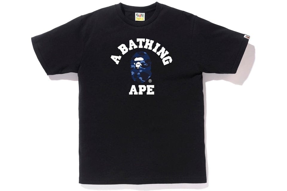 BAPE CLOTHING BAPE CAMO COLLEGE TEE BLACK / BLUE