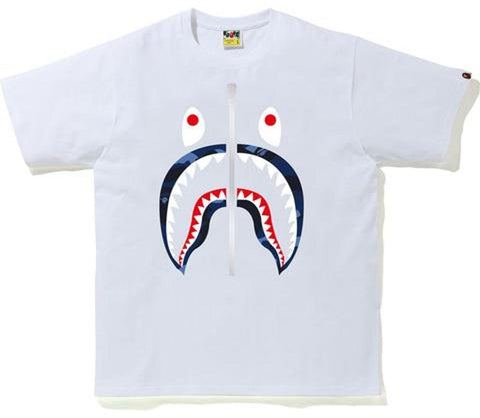 BAPE CLOTHING BAPE COLOR CAMO SHARK TEE WHITE/NAVY