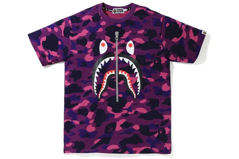 BAPE CLOTHING BAPE CAMO SHARK TEE PURPLE