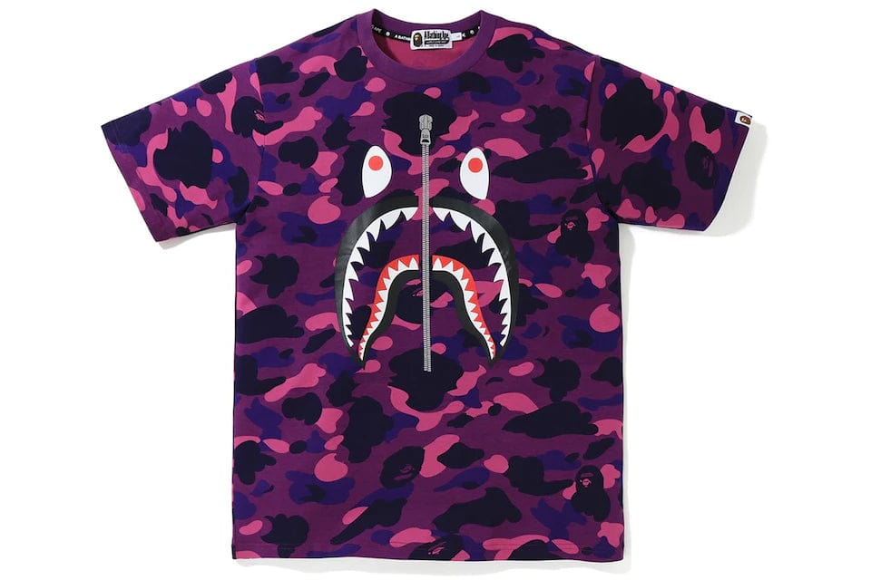 BAPE CLOTHING BAPE CAMO SHARK TEE PURPLE