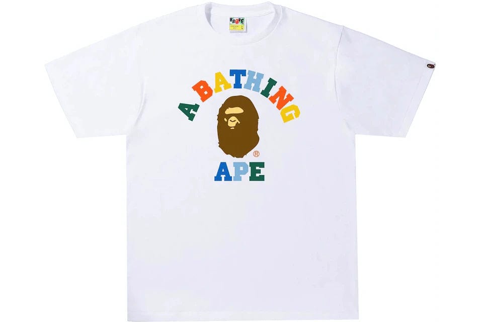 BAPE CLOTHING BAPE COLORS COLLEGE TEE WHITE
