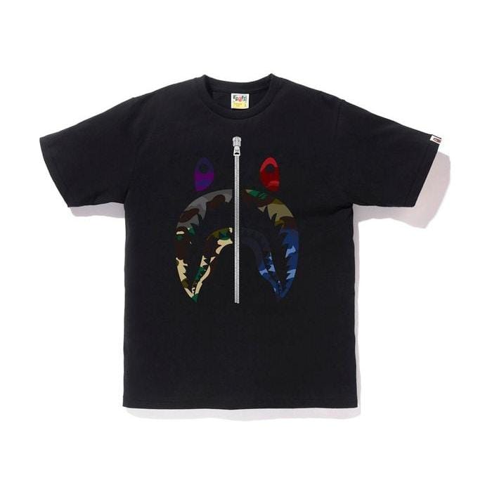 bape CLOTHING BAPE MIX CAMO SHARK TEE BLACK jvjo19bCb