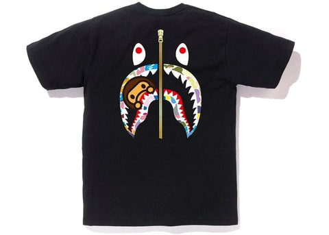BAPE CLOTHING BAPE MULTI CAMO WGM MILO GOLD ZIP SHARK TEE SmtFrbWV8