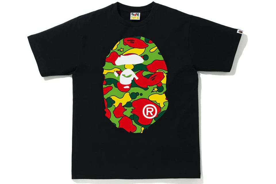 BAPE BAPE COLOR CAMO BIG APE HEAD TEE BLACK / MULTI