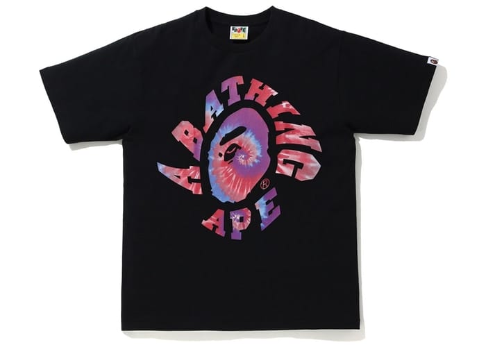 Vêtements BAPE TIE DYE TWIST COLLEGE TEE BLACK/RED r_aHjoFnP