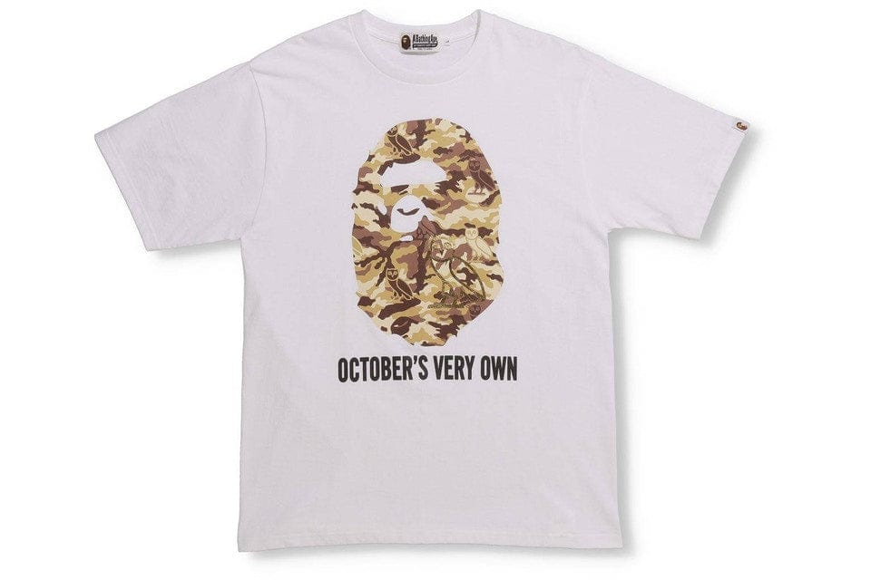 BAPE CLOTHING BAPE X OVO WOODLAND CAMO APE HEAD T-SHIRT BLANC