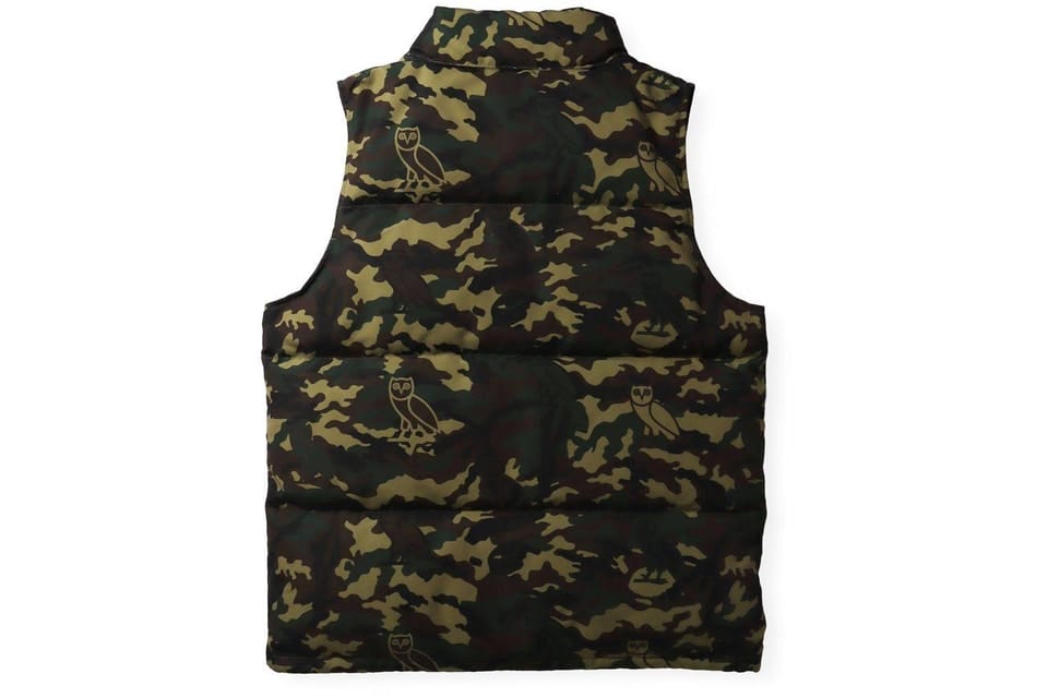 BAPE X OVO WOODLAND CAMO DOWN VEST XL