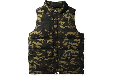 BAPE CLOTHING BAPE X OVO WOODLAND CAMO DOWN VEST GREEN