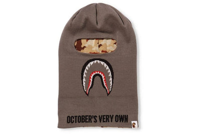 ACCESSOIRES BAPE BAPE X OVO WOODLAND CAMO SHARK REVERSIBLE BALACLAVA GRIS E0UMyEMwD