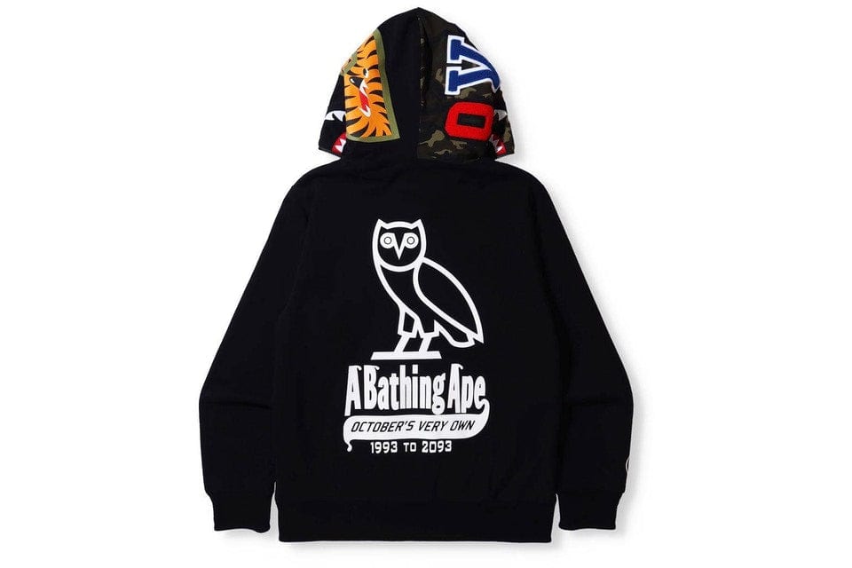 BAPE CLOTHING BAPE X OVO REVERSIBLE FULL ZIP HOODIE BLACK