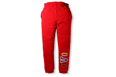 BAPE CLOTHING BAPE X OVO WOODLAND CAMO SHARK REVERSIBLE SWEATPANTS RED