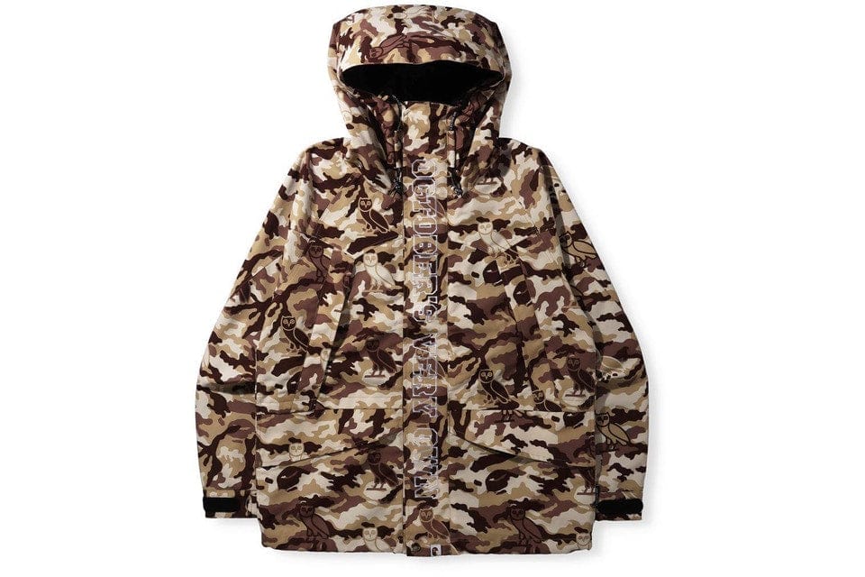 BAPE CLOTHING BAPE X OVO WOODLAND CAMO SNOWBOARD JACKET BEIGE